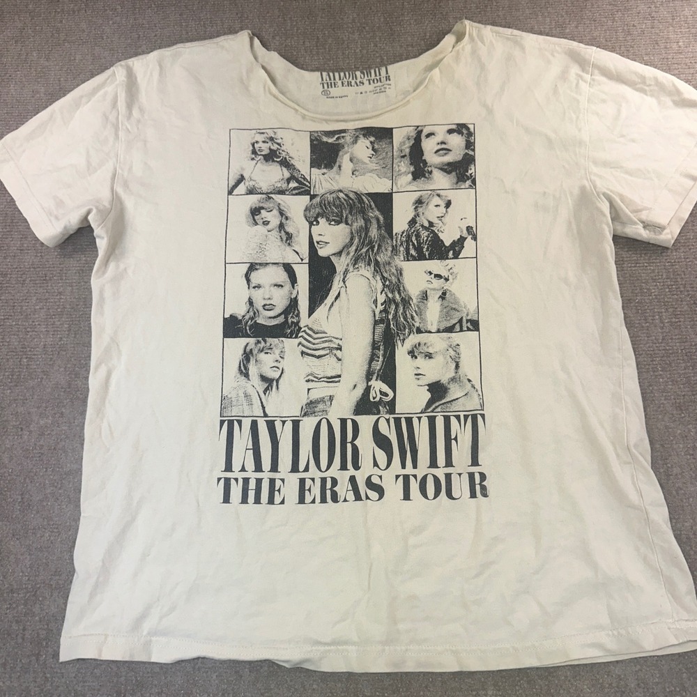 Taylor Swift The Eras Tour Concert T-Shirt Cream Graphic North America Dates S